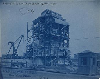 EUGENE DE SALIGNAC (1861-1943) Group of 11 photographs depicting construction of the Manhattan Bridge. 1913-22.